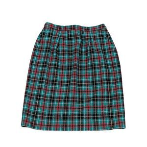 Pendleton Women's Green & Red Plaid Wool Pencil Skirt Size 10